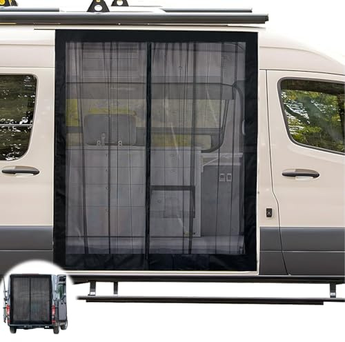 Magnetischer Van Insektenschutz 165 x 165cm Moskitonetz Auto Insektennetz Wohnmobile Center Magnetverschluss Insektengitter für Seitentür/Kofferraum Camper Belüftung Moskitonetze
