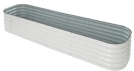 Garden Kit de plate-bande surélevée en métal modulaire 12 en 1 pour légumes, fleurs, terrasse, jardinière de sol, 43 cm de haut, blanc