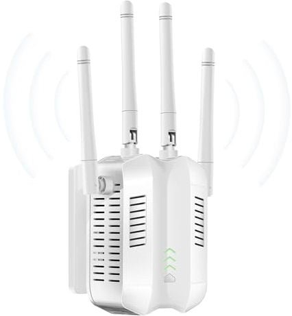 DOBWGXZ 2025 Upgraded WiFi Extender Booster, WiFi Booster Range Extender with Ethernet Port, 4 Antennas Internet Booster, Home Wireless Signal Booster, Quick Setup