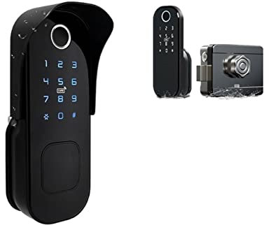 Türschloss, Fingerabdruck Wasserdicht Outdoor Gate Control TTLOCK App PassCode RFID-Karte Direktes intelligentes Schloss und Tor, einfach zu installieren (TTLOCK und GATEAY) wird intensiv von Aqiong