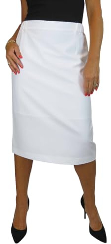 Paulo Due Below Knee Lined Pencil Skirt for Women UK with Elasticated Waist | Smart Ladies Skirt Office Evening, Workwear, Business