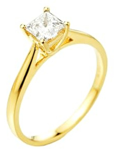 Whoiy Gold Ring Trauringe, Eheringe Echtgold 585 Damenring 14K Echt mit 0.5ct Diamant Bandringe Solitär für Damen Größe 54 (17.2)