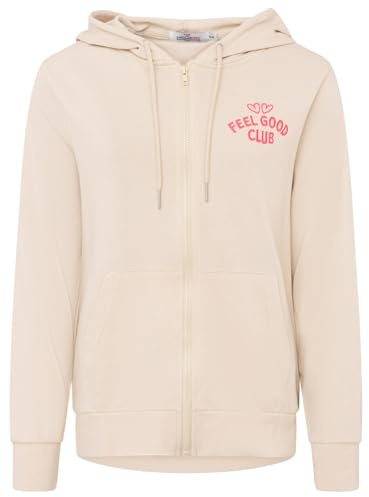 Zwillingsherz Feel Good Club Damen Sweatjacke mit Stickerei – Bequeme Baumwolljacke für Frauen – Lässige Zip Jacke für Freizeit Alltag Loungewear – Moderne Damen Sweatjacke Frühling Herbst Winter