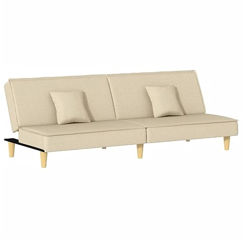 Mhdvray Schlafsofa Creme 200×89×70 cm, atmungsaktiver Stoff, verstellbare Rückenlehne, platzsparend, Bettsofa für Wohn-/Gäste-/Jugendzimmer