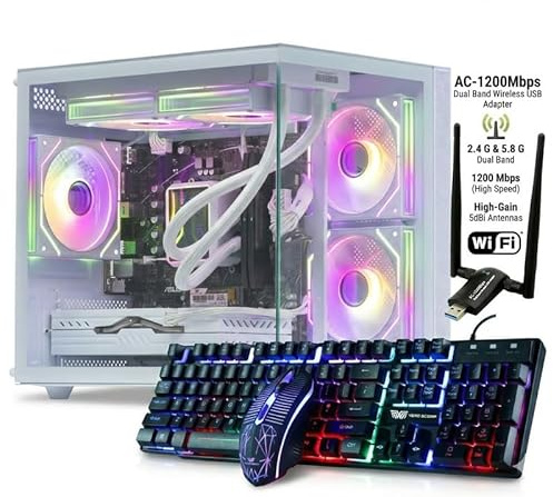 Veno Scorp Gaming PC Bundle, Intel i7 4th Gen, 16GB DDR3 RAM, AMD RX 560 4GB Graphics, 512GB NVMe SSD, Dual Band WiFi 1200Mbps, Gaming Keyboard & Mouse, ARGB Mini Nemesis White, Win 11