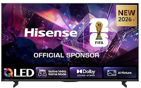 Hisense 50E7DS PRO Fernseher 50 Zoll, 4K UHD QLED, Smart TV, Hi Concerto, 144 Hz Game Mode, QLED Colour, Dolby Vision Atmos, Filmmaker, Audio, DTS Virtual X, FreeSync Premium, 2026