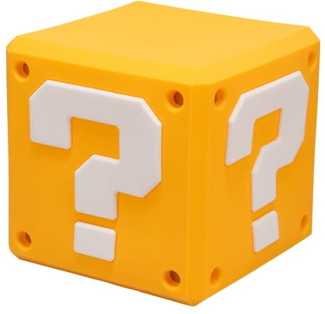 Paladone Super Mario Fragezeichen Block SquishyGlo Lampe – Weiches Silikon Nachtlicht, wiederaufladbar, LED Lampe, Nintendo Fanartikel