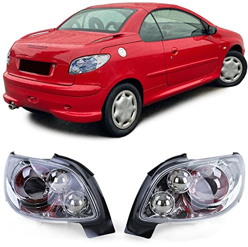 Klarglas Rückleuchten Voll Chrom für Peugeot 206 CC Coupe Cabrio 00-08
