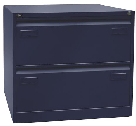 BISLEY Light Hängeregistraturschrank, doppelbahnig, DIN A4, 2 HR-Schubladen, Metall, 639 Oxfordblau, 62.2 x 80 x 71.1 cm