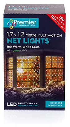 1.75x1.2m 180 WWhite Multi-action Net - Premier Christmas Lights LV122741WW
