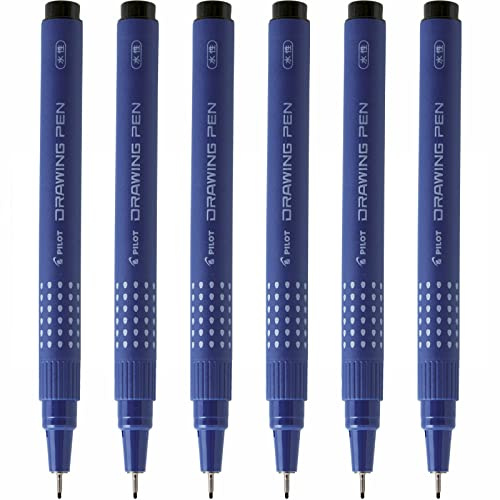 Pilot Drawing Pen 08 Drawing Set of 6 Pens, Black Ink Size: 0.80 mm