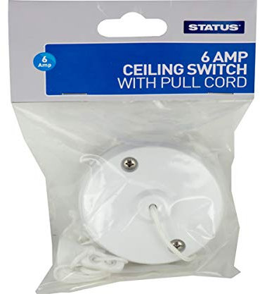 STATUS Ceiling Switch | White 6A 2 Way Pull Cord Light Switch Bathroom | SCS6A2WPB3