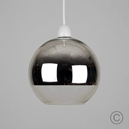 MiniSun | Modern Two Tone Chrome Effect and Arco Ball Ceiling Light Shade | Pendant Lights, Home Décor & Improvement Essential