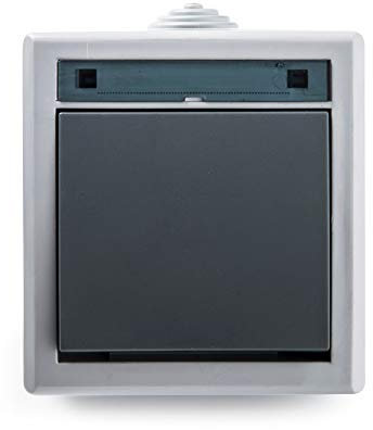 FAMATEL – Pulsador | Enchufe de empotrar | Serie Aquant 55 | IP55 | Este producto es a prueba de agua | Este producto es fácil de instalar | Aluminio | Gris