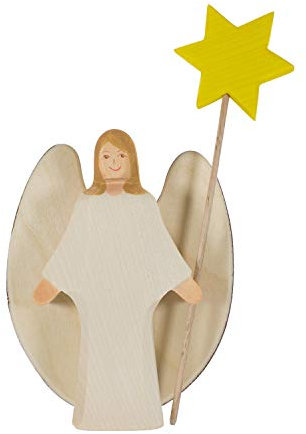 Holzspielwaren Ackermann Weihnachtsengel aus Holz, mit Stern – Holzspielzeug für Weihnachten, aus Schwäbischer Handarbeit (100% ökologisch)