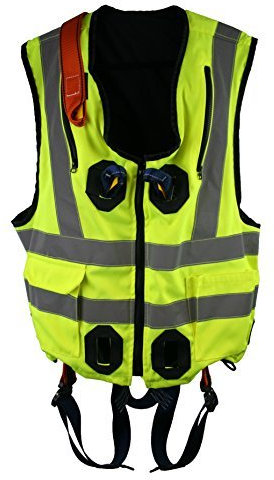 G-Force Elasticated Yellow High Visibility Full Body Height Safety Fall Arrest Harness Jacket with Quick Release Buckles (M-XL)