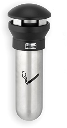 Rubbermaid Commercial Products FG9W3200SSBLA Infinity Standaschenbecher, wandmontiert, Edelstahl, Schwarz