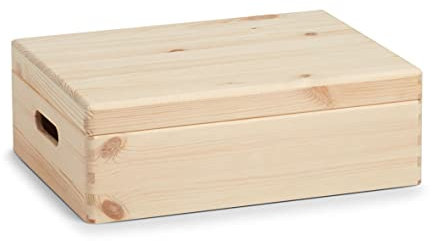 Zeller 13151 Allzweckkiste m. Deckel, Nadelholz, ca. 40 x 30 x 14 cm, Holzkiste m. Deckel, Erinnerungskiste, Holzbox, Aufbewahrungskiste aus Holz