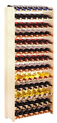 Casier à bouteilles/Étagère à vin OPTIPLUS modèle 5, en bois non traité, pour 91 bouteilles - H 172,4 x L 72 x P 26,5 cm