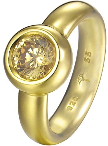 Joop! Damen-Ring 925 Silber Zirkonia goldfarben Rundschliff Gr. 55 (17.5) - JPRG90736B570