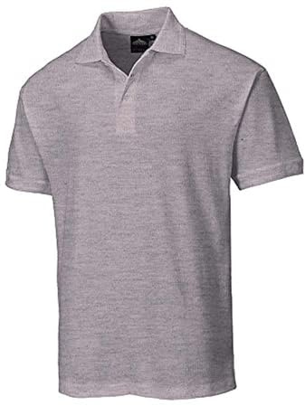 Portwest B210 Herren Naples Polo-Shirt Verstärkter Kragen Baumwolle Kurzarm | Graumeliert, 3XL, UPF 40+, 65% Polyester, Rippkragen und Bündchen, Piqué-Strick, Doppelnaht, Business