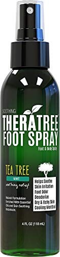 TheraTree Tea Tree Oil Foot Spray Shoe Deodorant, Neem MSM, Menthol, 4Fl Oz