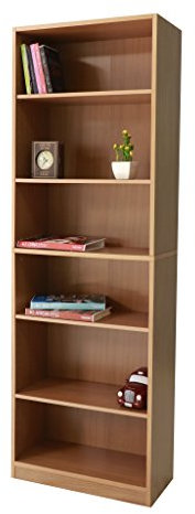 Absolute Deal Tall Narrow Bookcase Storage Unit With Adjustable Shelving Furniture For Living Room Home Office, Beech, 60 x 29 x 180 cm