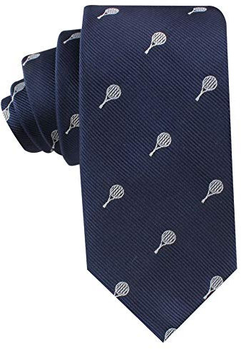 AUSCUFFLINKS Tennisspieler-Krawatte, Motiv: Schläger Wimbledon USA, offen, Geschenk für Herren, Arbeitskrawatten für ihn, Geburtstag für Jungs (Tennis), Tennis-Design, Dünn