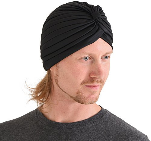 CHARM Twist Falten Kopf Wickeln Turban Mütze Wahrsager Hut Retro Vintage Schwarz
