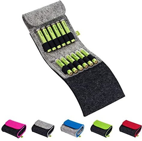 Homöopathische Taschenapotheke, Globuli-Tasche zum Buch Quickfinder Homöopathie (GU) von Dr. Markus Wiesenauer, gefüllt mit 12 Globuli-Röhrchen (Glas), aus echtem Filz (grau)