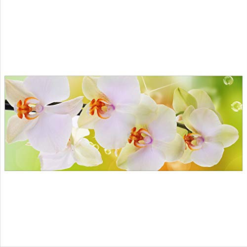 decorwelt Glasbild 125x50 XL Orchidee Weiß Panorama Wandbild Glasbilder Modern Deko Glas