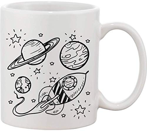 Cosmos Space Universe Mug en céramique Motif esquisse