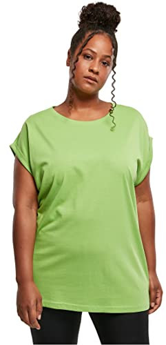 Urban Classics Women's Ladies Extended Shoulder Tee Basic Capsleeves, Shortsleeve T-Shirt Top with Crew Neck, ghostgreen, 4XL