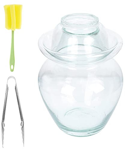 Cabilock Glass Containers Recipientes para Kimchi de Encurtido de con Tapa de Fermentación para Almacenamiento de Alimentos de Alba?il para Ensalada para Botella de Frasco Fermentaciones