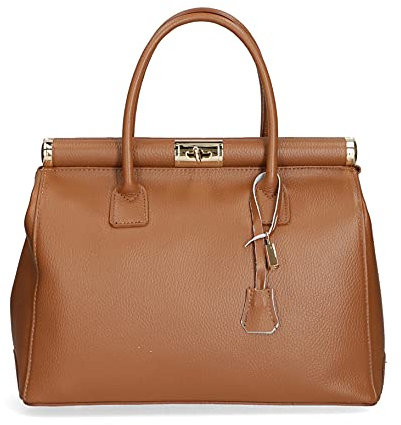 Chicca Borse Borsa Donna a Mano Pelle con Tracolla Bauletto, Marrone