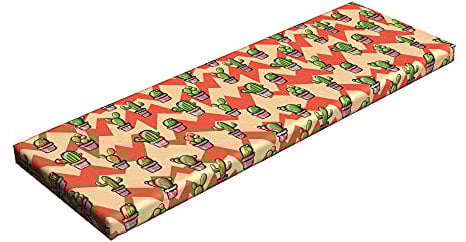 ABAKUHAUS Kaktus Bankpolster, Zick-Zack-Hintergrund Pflanzen, Schaumkissen mit dekorativem Stoffbezug, 38 cm x 116 cm, Mehrfarbig