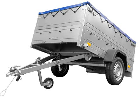 UNITRAILER Garden Trailer 201 Kipp Mit Stützrad Anhänger, Doppelte Seitenteile Und Flache Leinwand, Blau