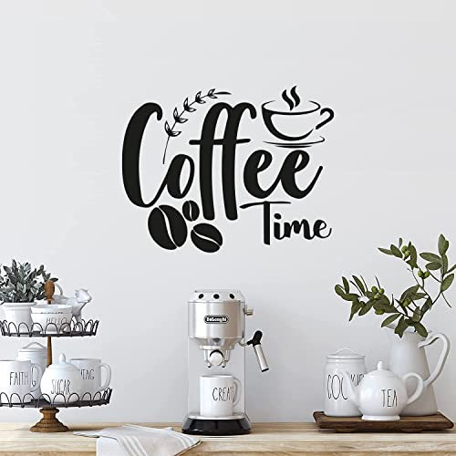 Gesar Wandtattoo für Bar – Kaffeetasse – Kaffeetasse und Schriftzug Coffee Time – Wandaufkleber – Restaurant – Innen Design – Aufkleber – Wandaufkleber aus Vinyl