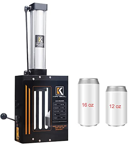 KANBOL Fully Enclosed Pneumatic Can Crusher with Auto Ejection – Heavy-Duty Wall Mounted Recycling Tool for Home, Office & Small Business (12oz & 16oz Cans)-BLACK