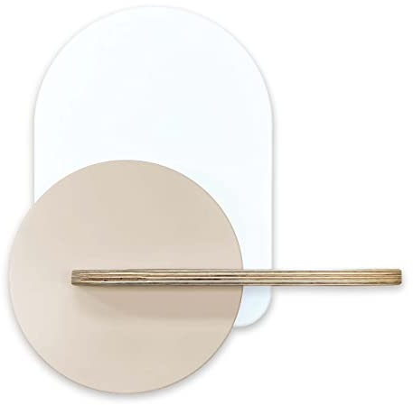 treesure Eleganter Nachttisch aus massiver Eiche – Vielseitig einsetzbares Wandregal, Büroregal und Kommode. Stilvolle Funktionalität für Ihr Zuhause (Weiß/Eiche/Beige)