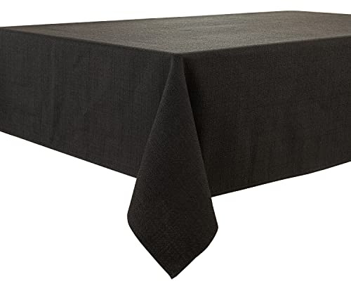 BALCONY & FALCON Table Cloth Waterproof Washable Black 145x300cm | Rectangular, Faux Linen, Heavyweight, Wrinkle Resistant, Wipe Clean, Farmhouse, Dining, Kitchen, Wedding, Party, Outdoor