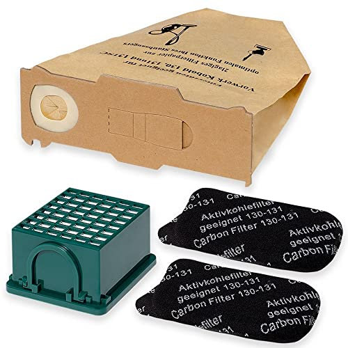 PRIMEBAG - 10 Staubsaugerbeutel 1 Hepa Filter 2 Motorschutzfilter kompatibel mit VK Kobold 130 131 Vorwerk