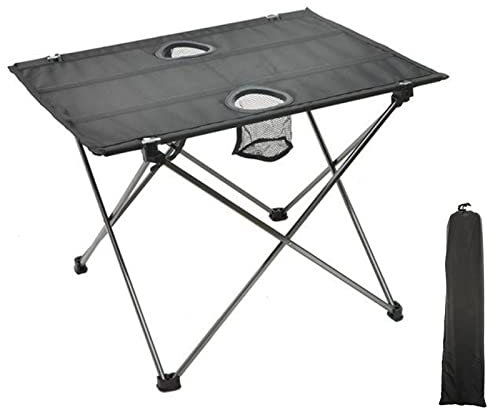 Mesa Portátil Ultraligera para Exteriores, Aleación de Aluminio, Picnic, Barbacoa, Plegable, Camping, Playa, Suministros de Viaje con 2 Portavasos y Bolsa de Transporte,Gray