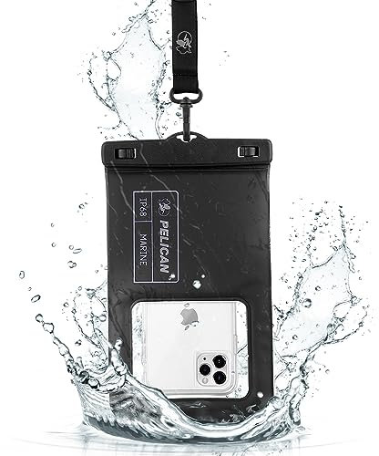 Pelican Marine - Custodia impermeabile IP68 (formato XL) - Custodia impermeabile flottante per iPhone 15 Pro Max/ 14 Pro Max/ 13 Pro Max/ 12/ S23 Ultra/Pixel 7/ Smartphone - Cordino staccabile - Nero