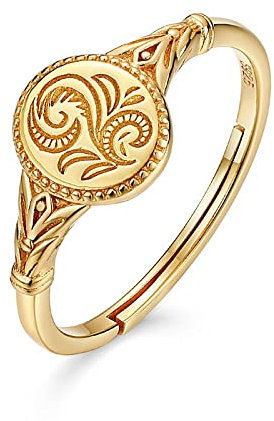 WLLDDDIU Silberringe Damen 925,Verstellbare Klobige Ringe Für Frauen Vintage Gravur Rune Mystic Amulet 925 Sterling Silber Ring Ethno Ewigkeitsringe Boho Vergoldet Versprechensringe Für Männer