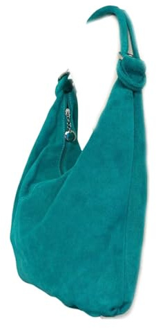 LeahWard Women's Large Soft Genuine Suede Leather Shoulder Bag Italian Real Leather Handbag (Turquoise)