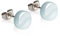 Runde Ohrstecker mit hellblauem Stein in Perlmuttoptik • Bunte Ohrringe für Damen • Nachhaltiger Modeschmuck aus Edelstahl & Glas • Ø 8mm
