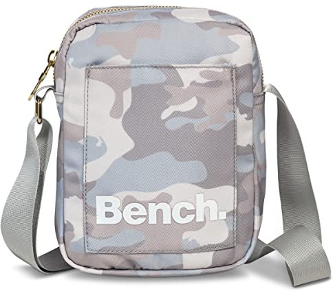 Bench kleine Umhängetasche Schultertasche Small Shoulderbag Crossbag 64173, Farbe:Hellgrau/Weiss