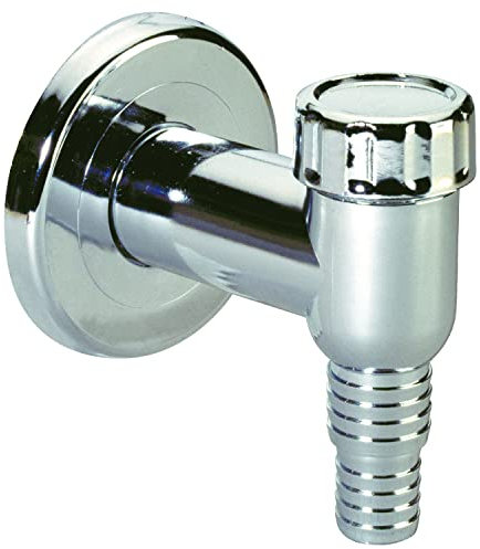 Sanixa Chrom Kunststoff Siphon für Waschmaschine & Spülmaschine Universeller Anschluss, inkl. Geruchsstopp + Wandrosette. Wandablauf Wandsiphon Aufputzsyphon