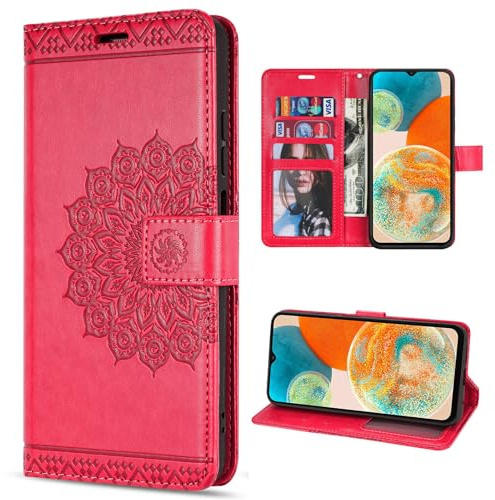 betterfon Hülle Kompatibel mit Samsung Galaxy A23 5G | Klapphülle Schutzhülle mit Kartenfächer Kompatibel für Galaxy A23 5G | Magnetverschluss Flip Case | Rot